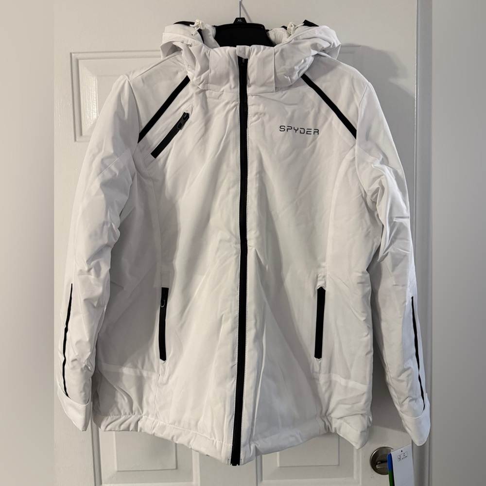XL Spyder Women's Winter Jacket White with Removable Hood NWT